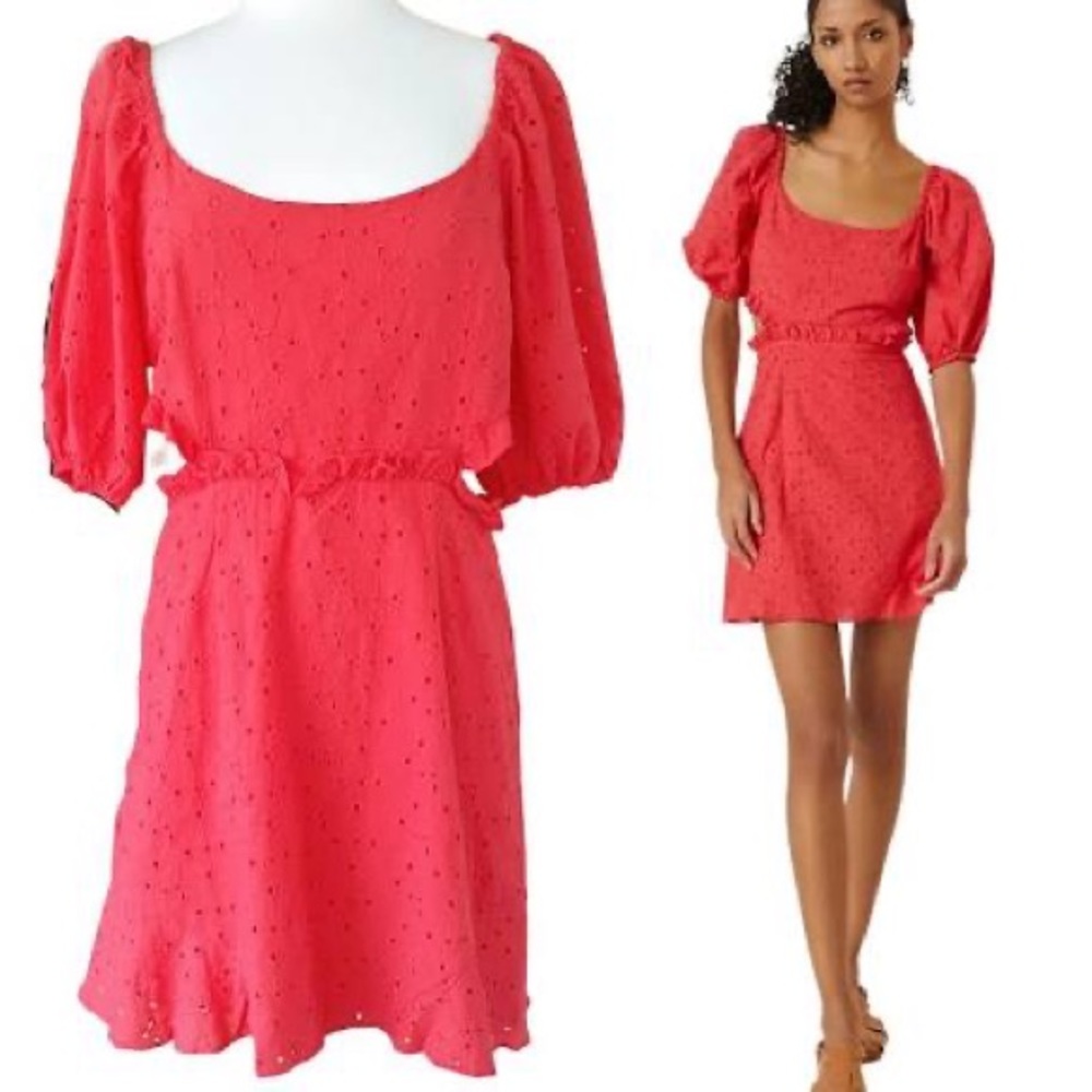 Anthropologie Hutch Puff-Sleeve Cut-out Mini Dress. Size 12.
